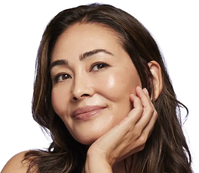 Close up of a woman resting her chin on her hand