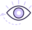 Icon with of an eye with a curved arrow under it