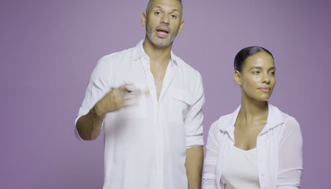 Photo of celebrity stylist standing next to a woman