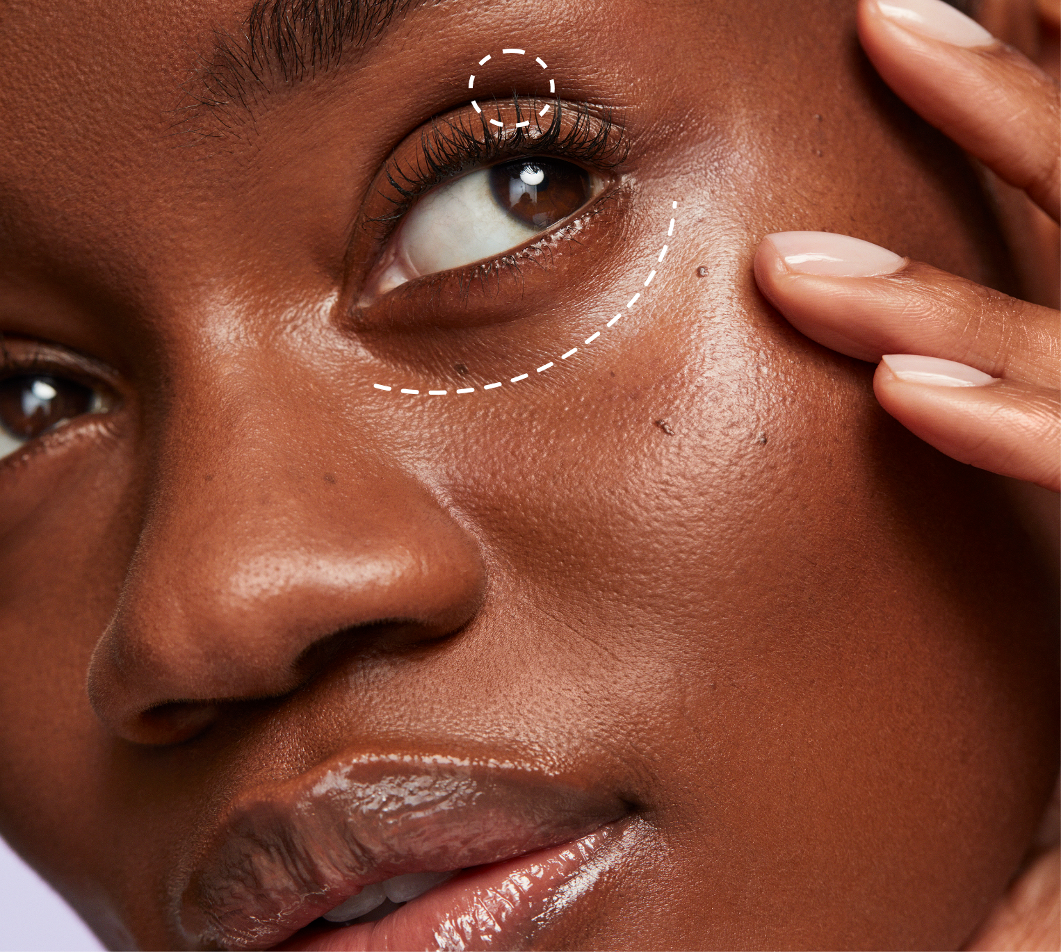 Close up of a woman's face highlighting her eye lids